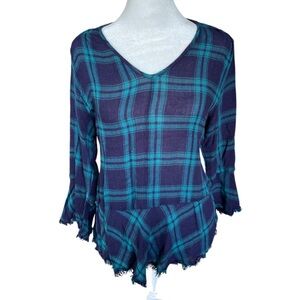 Nine West plaid blouse with trim detailing